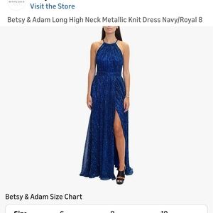 Betsy & Adam Shimmering Navy Maxi Dress